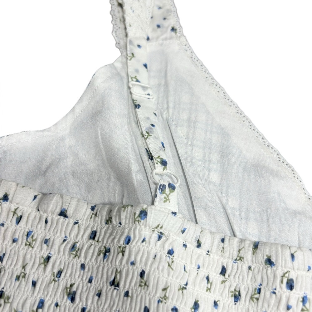 American Eagle AE Lace Inset Mini Dress Blue White Patchwork Womens Size Large - Picture 13 of 15